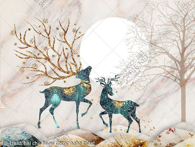 file tranh hai chu huou decor nghe thuat